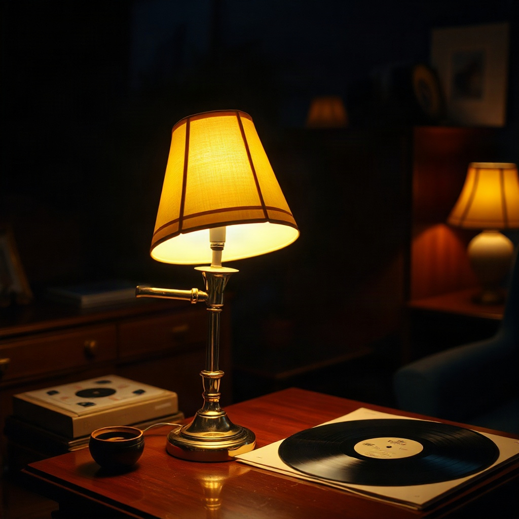 Desk lamp over a listening table