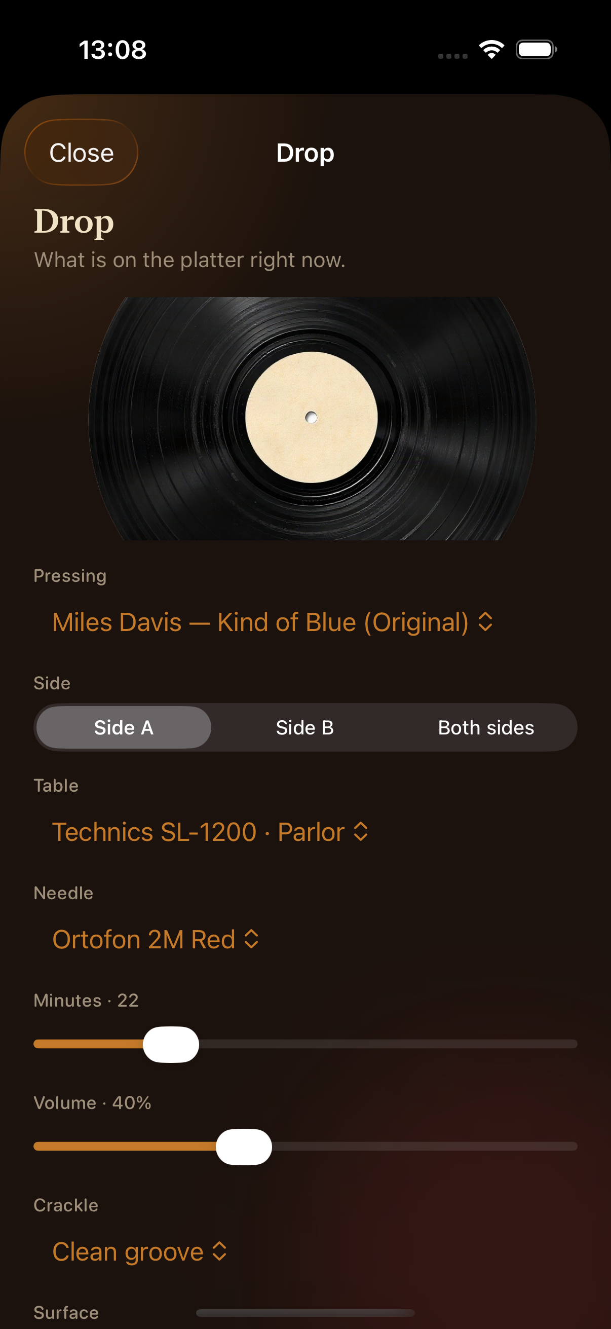 Drop composer for a new listening session